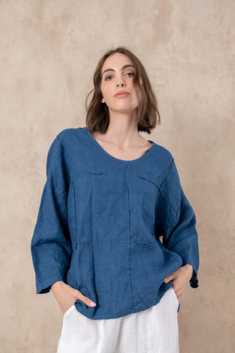 Blusa de lino Blue