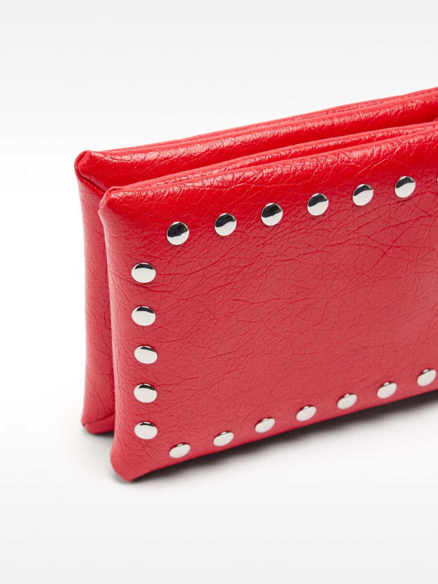 Bolso Bandolera Doble Con Tachuelas rojo