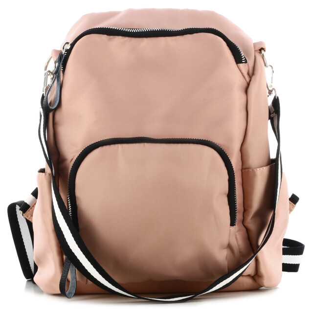 Mochila Miss Carol con tiras estampadas CRISTAL Rosado