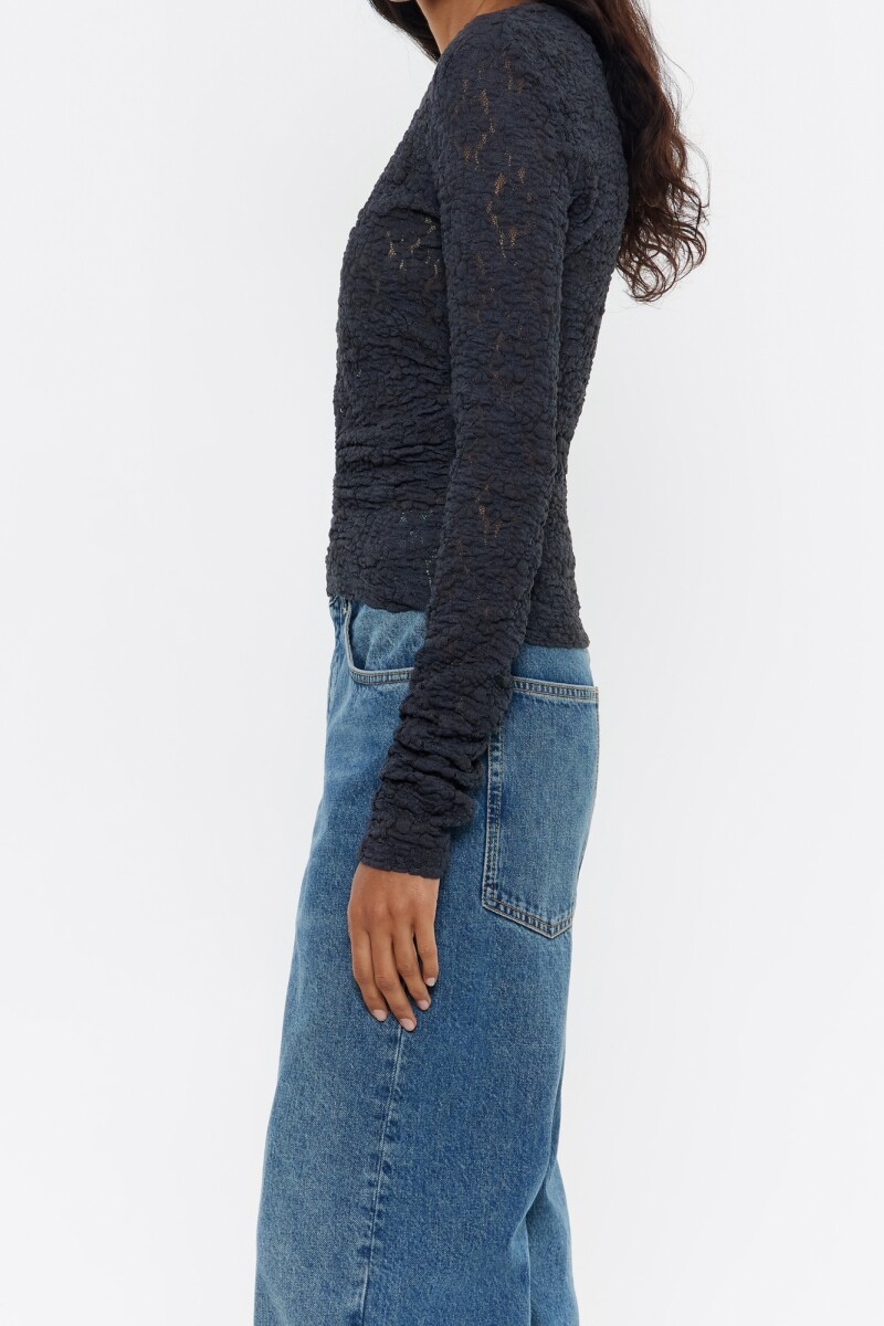 CAMISETA JACQUARD AJUSTADA Antracita