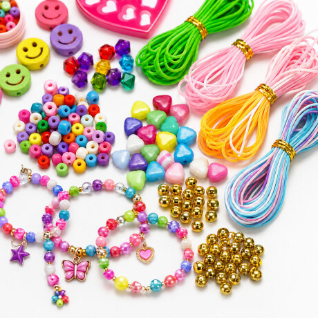 Kit Belleza Infantil Pulseras Cuentas Stickers Uñas Creativo Varios Colores