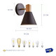 Aplique Estilo Nórdico Metal Blanco Con Detalle Madera Negro