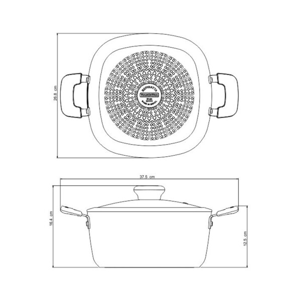 Cacerola dos asas 26 cm. con tapa "REFINATTA" -TRAMONTINA TR6123
