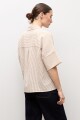 Camisa rayada manga corta beige