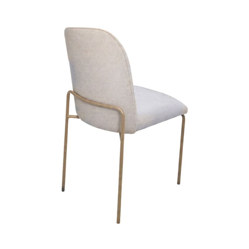 Silla en tela beige, patas en metal chocolate claro. Silla en tela beige, patas en metal chocolate claro.