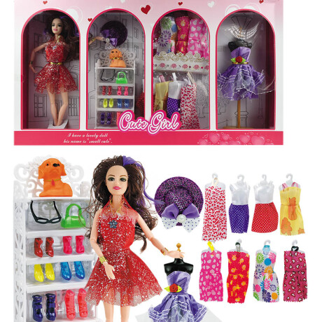 Muñeca articulada con 9 vestidos y accesorios Muñeca articulada con 9 vestidos y accesorios