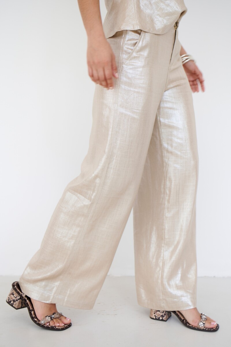 PANTALON LINO GLOW ORO