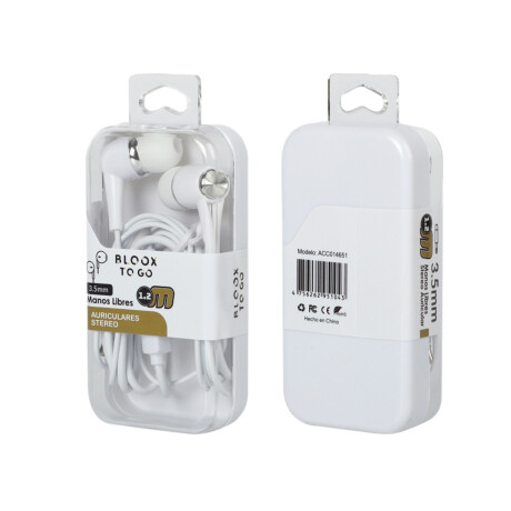 Auricular Manos Libres Bloox To Go Cableado 3.5 Auricular Manos Libres Bloox To Go Cableado 3.5