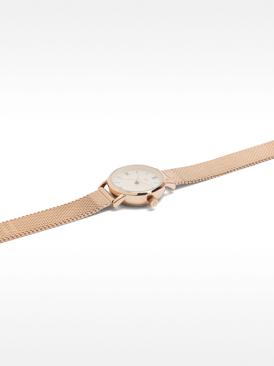 Reloj De Malla Metálica De Acero Inoxidable oro-rosa