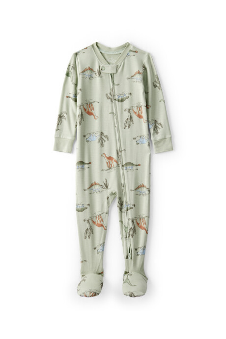 Pijama una pieza de viscosa Ecovero, con pie, diseño dinos, línea Purelysoft Sin color