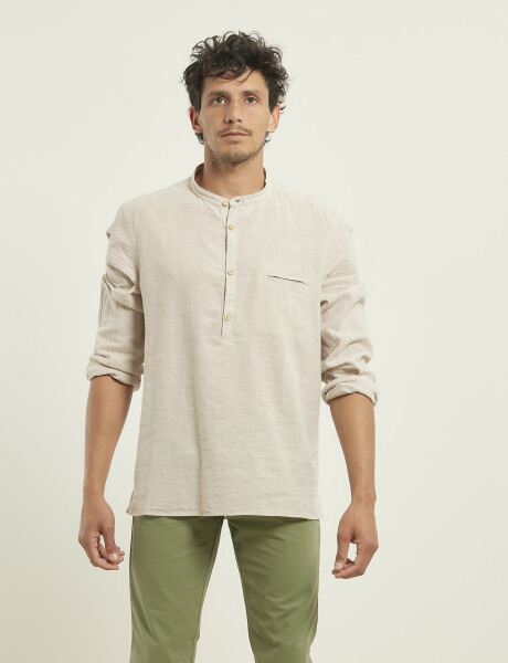 012105 CAMISA HARRINGTON LABEL DE LINO Natural