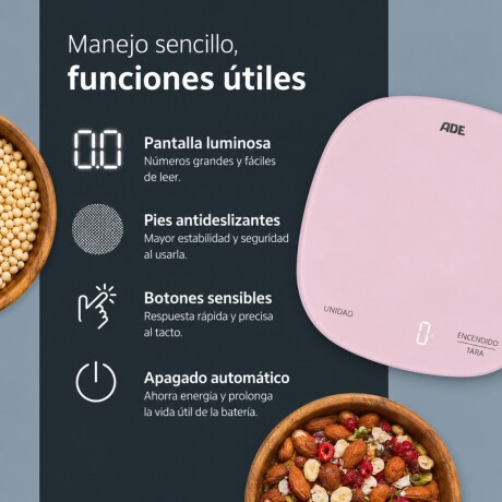Balanza Digital Cocina Rosa Kyra ADE Balanza Digital Cocina Rosa Kyra ADE