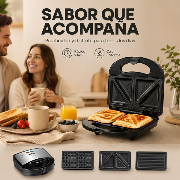 Sandwichera Doble Grill Wafflera 3 En 1 Marvo 750w Inox Ax Sandwichera Doble Grill Wafflera 3 En 1 Marvo 750w Inox Ax