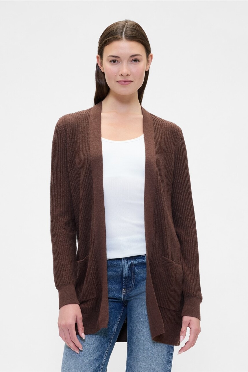 Saco Sin Botones Bella Mujer Dark Brown 1