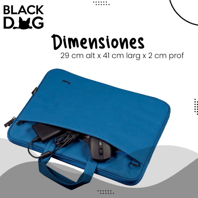 Bolso Maletín Trust 16'' Bolonga Eco Notebook Tablet + Smartwatch Azul