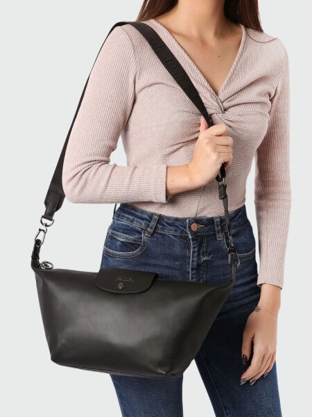 Longchamp -Cartera cruzada de cuero, Le pliage Xtra Negro