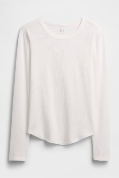 Remera Waffle Manga Larga Mujer New Off White