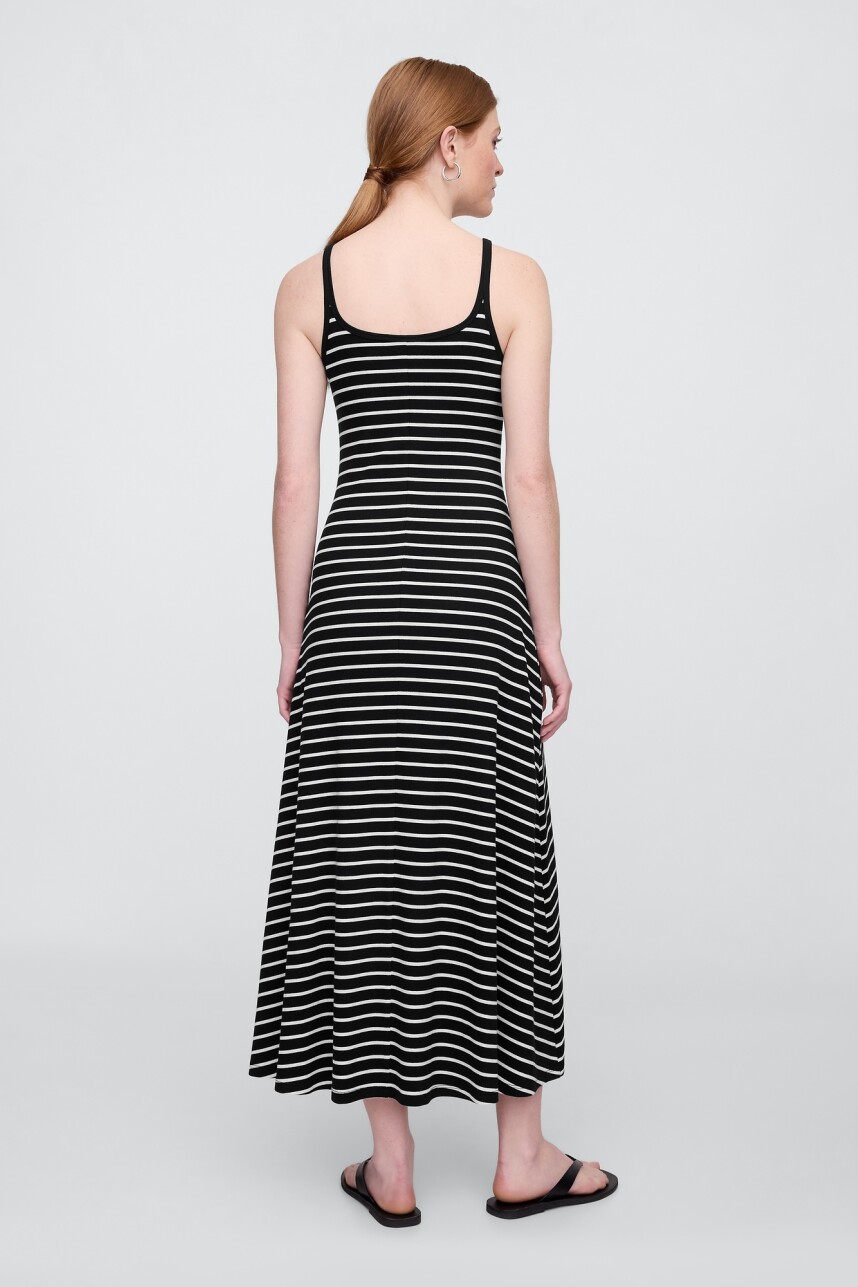 Vestido Mini Rib Mujer Black White Stripe