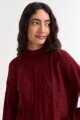 Sweater escote redondo con ochos ROJO