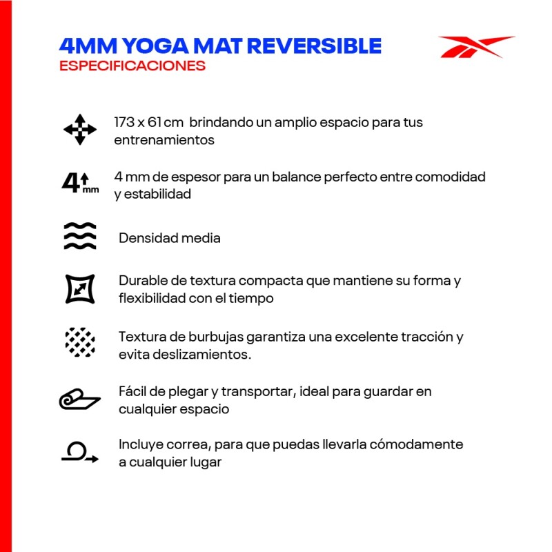 Colchoneta Yoga Mat 4mm Negra Reebok Negro