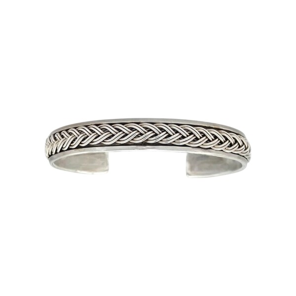 Brazalete trenzado con borde-Plata 925-Sin Piedra-BR3012 sinpiedra