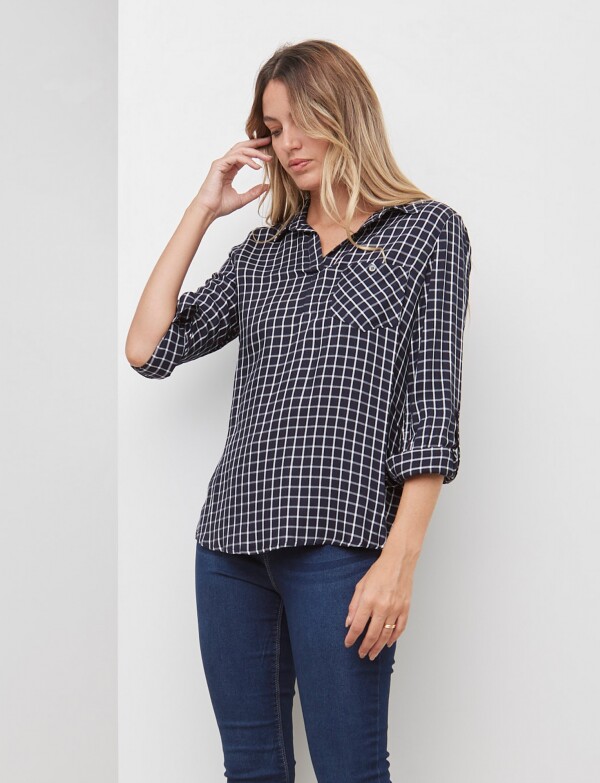 Blusa Cuadros AZUL/BLANCO