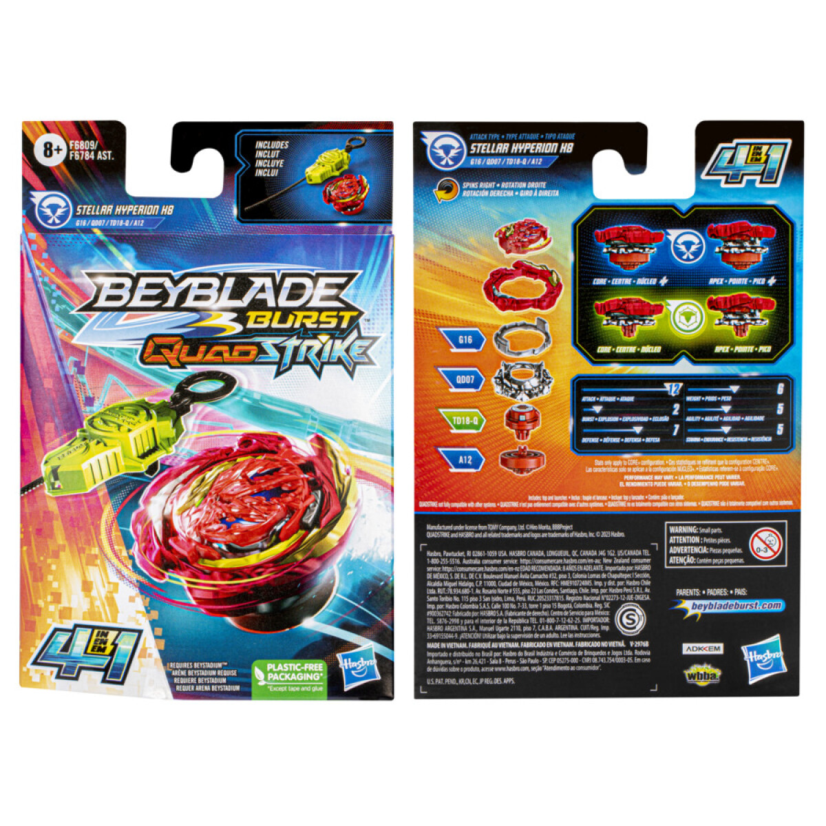 Set Beyblade Burst Stellar Hyperion H8 Lanzador + Trompo 