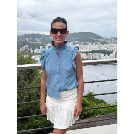 Blusa Cereza Denim Celeste