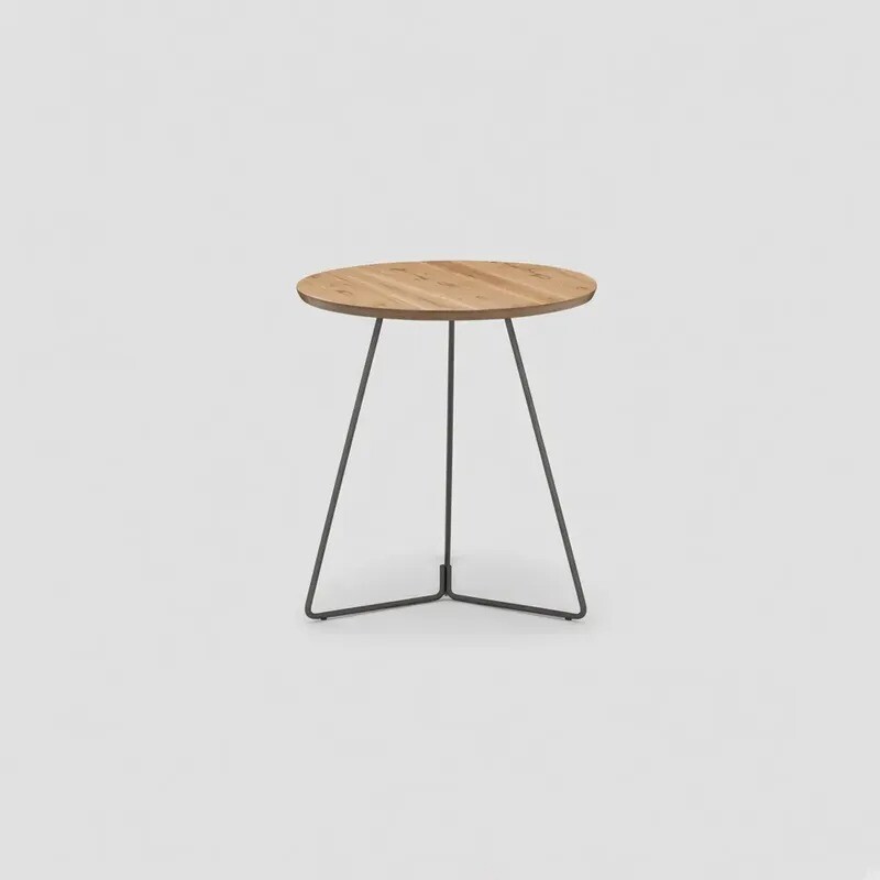 MESA LATERAL REDONDA - TAPA DE MADERA NATURAL Y PIE EN METAL GRAFITO MESA LATERAL REDONDA - TAPA DE MADERA NATURAL Y PIE EN METAL GRAFITO