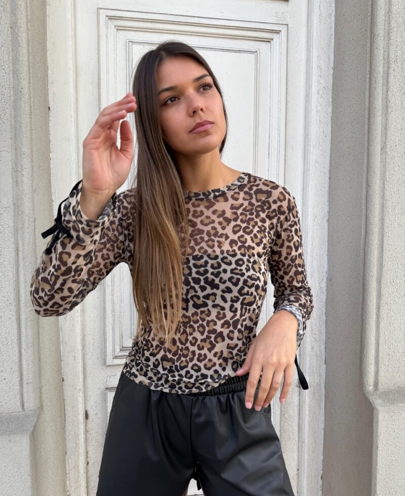 Remera print microtul beige