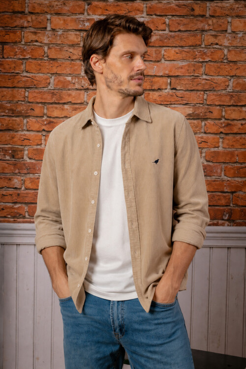 Camisa Pana Slim Beige