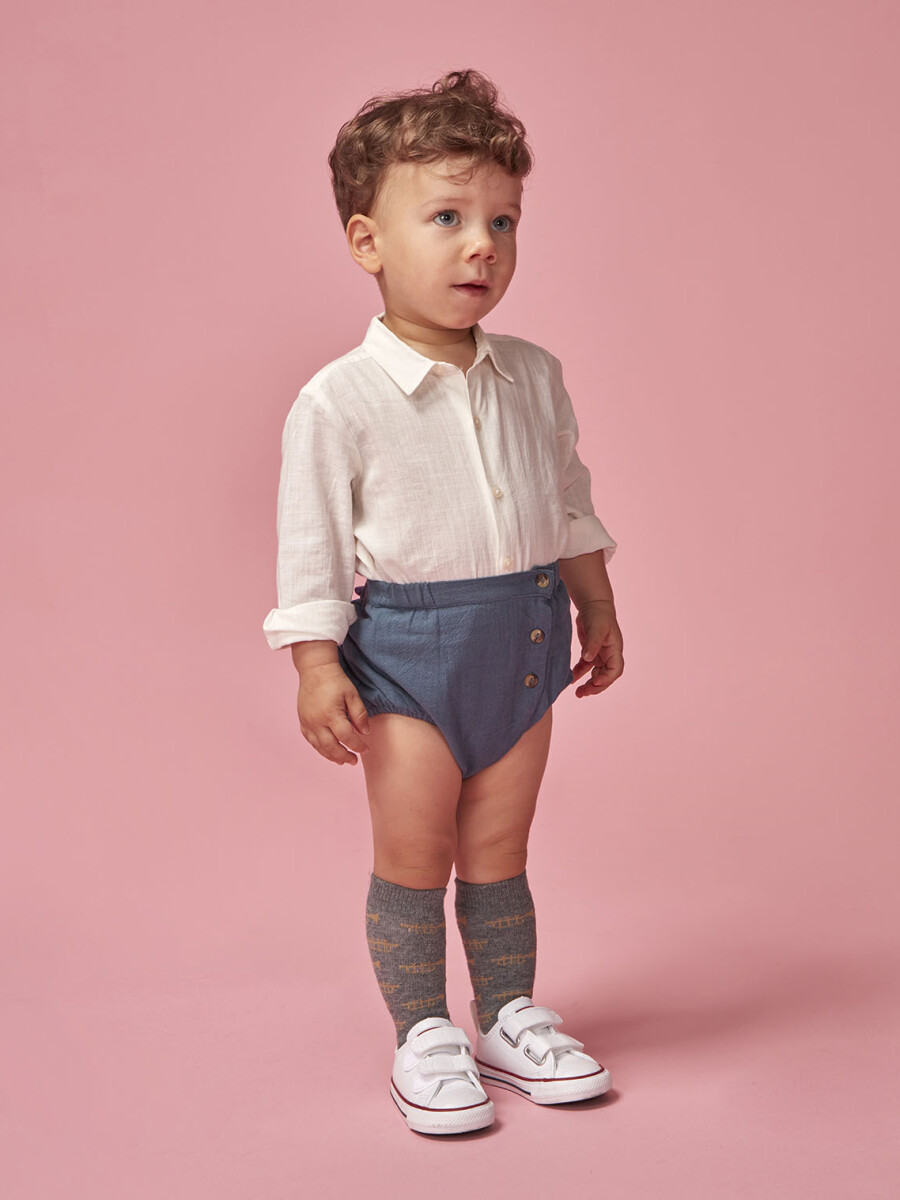 Camisa Body Cuello Peter Pan Blanco Roto