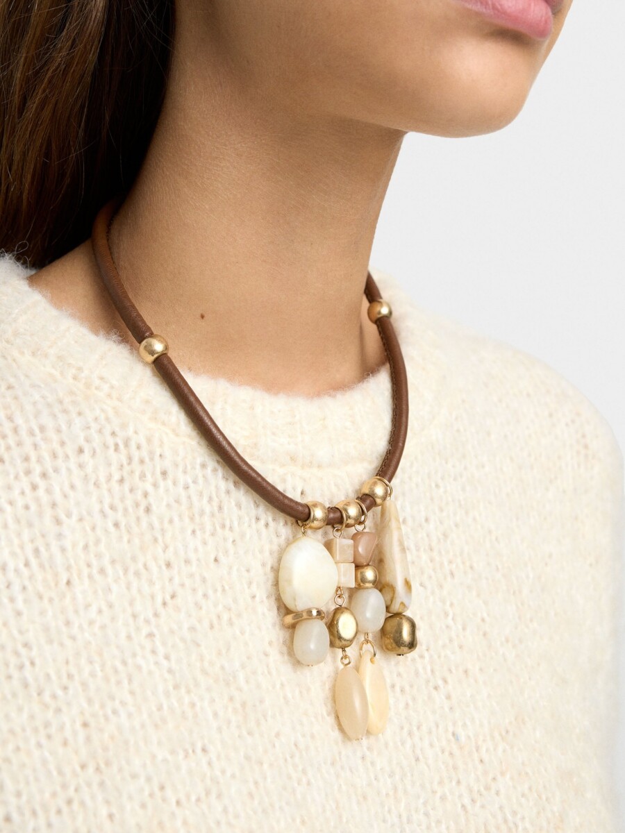 Collar Con Cordón Con Colgantes Efecto Piedra multicolor