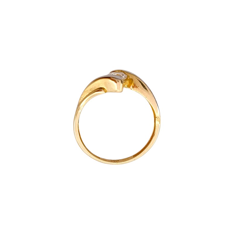 Anillo Cruzado Solitario -Oro bajo-Piedra Zirconia-AN8239 conpiedra