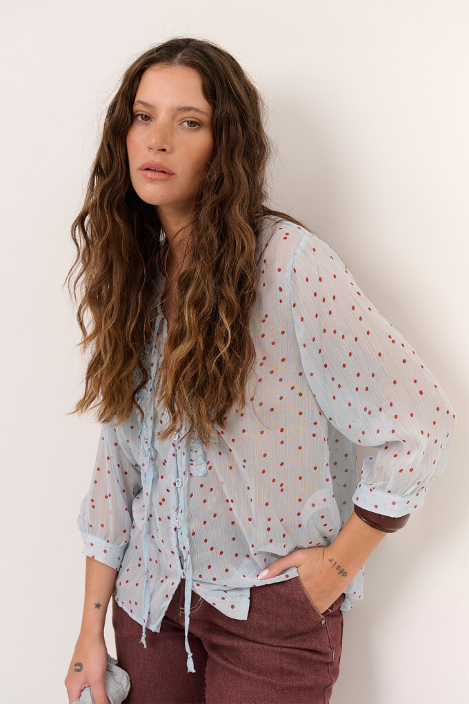 BLUSA DOT CELESTE