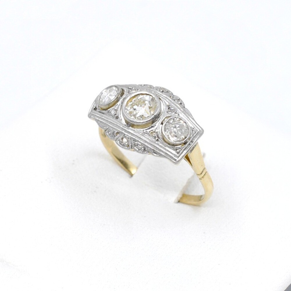Anillo Oro 18K De 2 Tonos, Brillantes Y Diamantes Anillo Oro 18K De 2 Tonos, Brillantes Y Diamantes