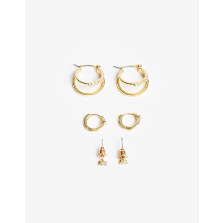 Set De Aros Cubic Zirconia Dorado