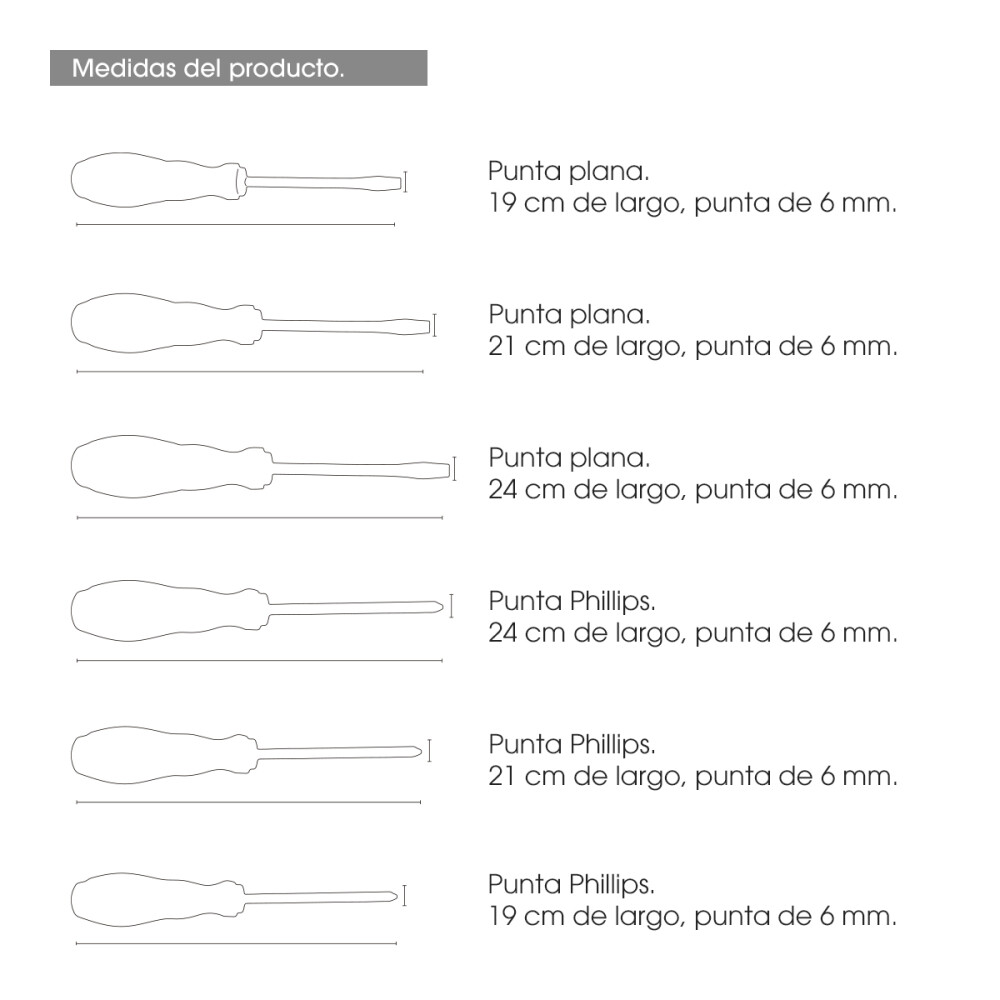 Set 6 Juego De Destornilladores 3 Planos Y 3 Phillips Set 6 Juego De Destornilladores 3 Planos Y 3 Phillips