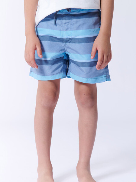 Short de baño estampado Bloques Celeste