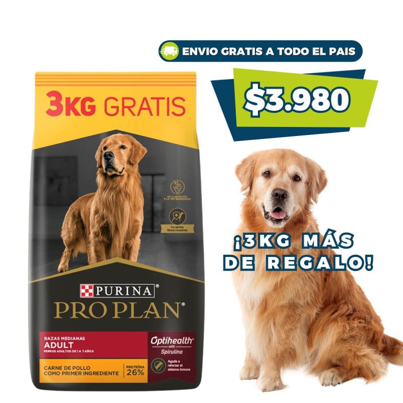 PRO PLAN ADULTO RAZA MEDIANA 15 KG + 3 KG PRO PLAN ADULTO RAZA MEDIANA 15 KG + 3 KG