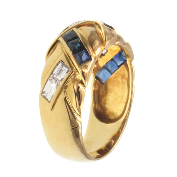 Anillo en Oro 18K con brillantes y zafiros AN5070 Anillo en Oro 18K con brillantes y zafiros AN5070