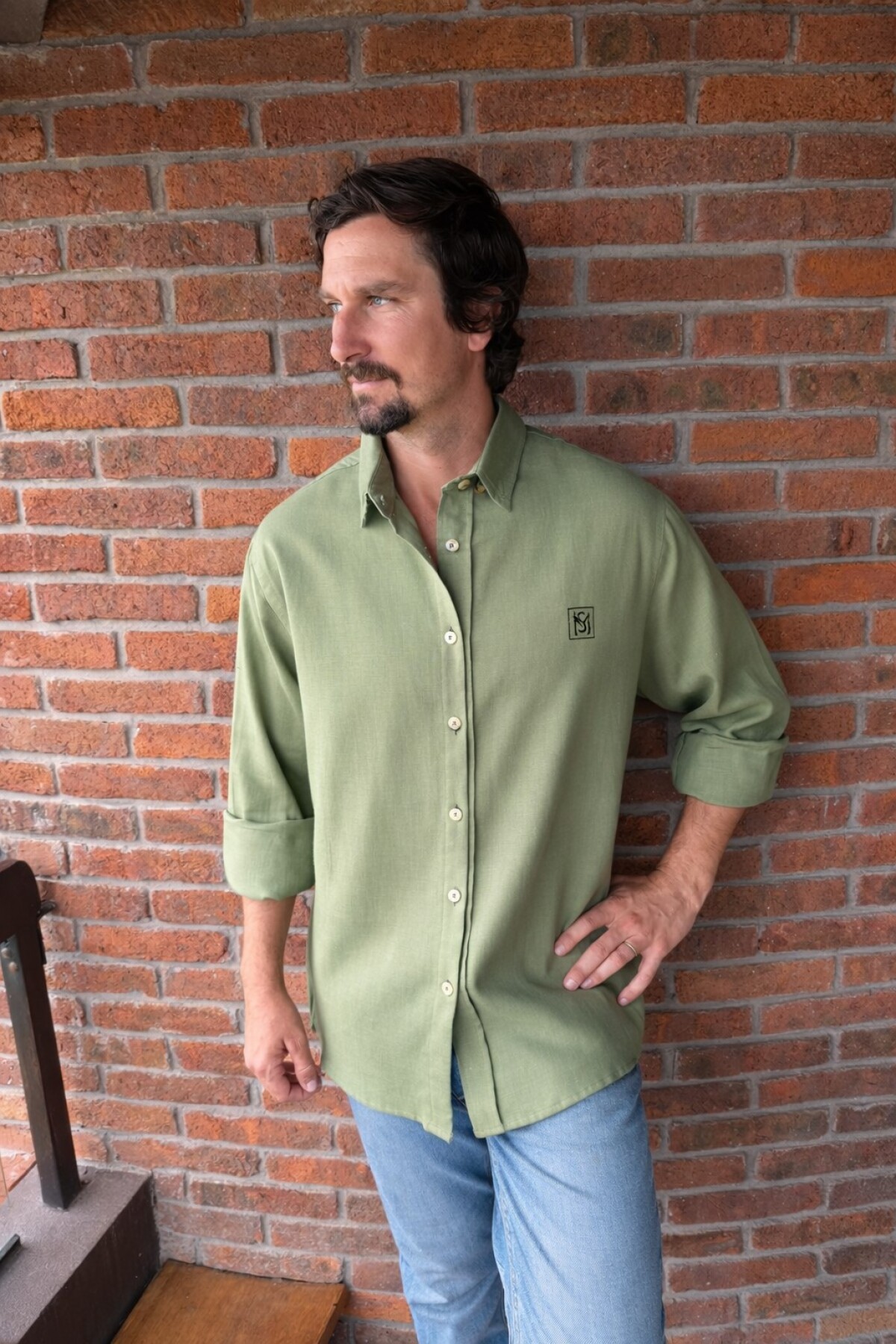 Linen Shirt for Men Verde Musgo