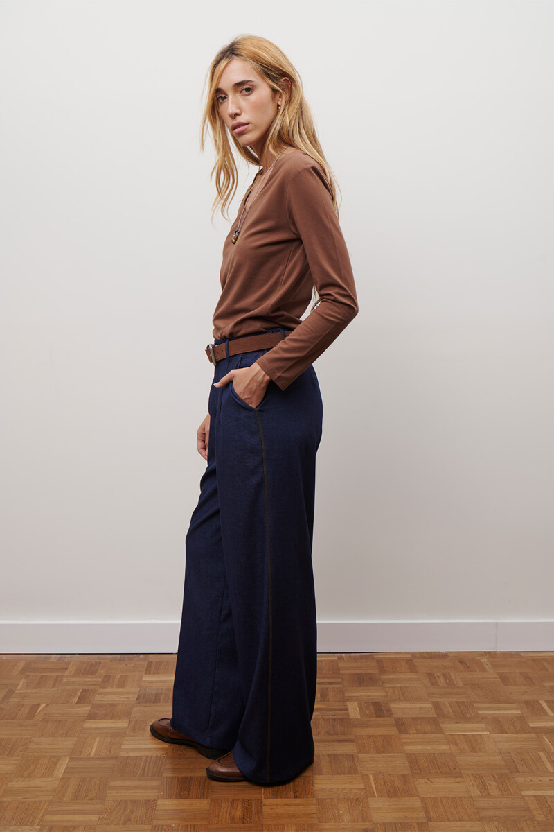 PANTALON JEAN TEXTIL AZUL CAMEL