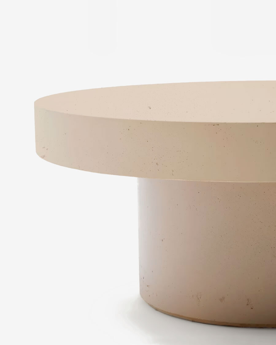 Mesa de centro Aiguablava de cemento beige Ø 90 cm