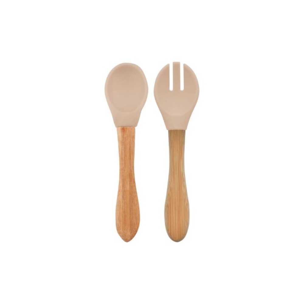 Cubiertos bambu silicona MinikOiOi beige