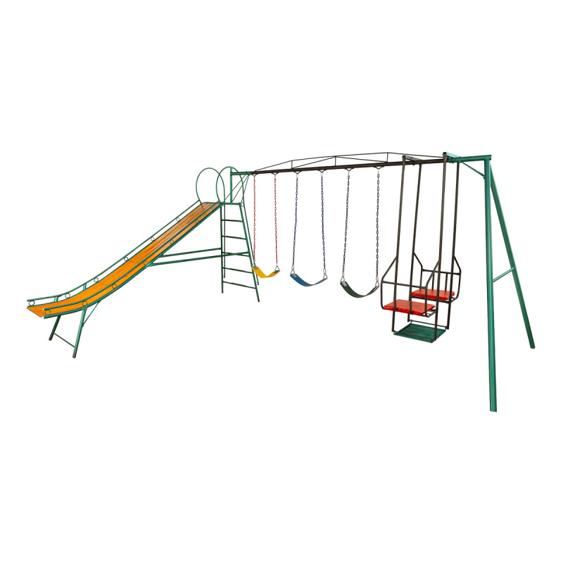 Juego Combinado Infantil con tobogán N°5. Silla doble y 3 hamacas de cincha. Juego Combinado Infantil con tobogán N°5. Silla doble y 3 hamacas de cincha.