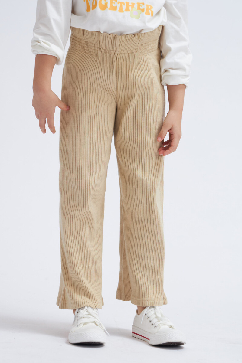 Pantalón en rib oxford Beige