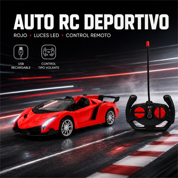Auto Deportivo a Control Remoto Tipo Lamborghini con Luces LED ROJO
