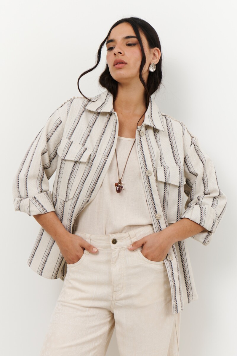CHAQUETA COTTON RAYAS NATURAL