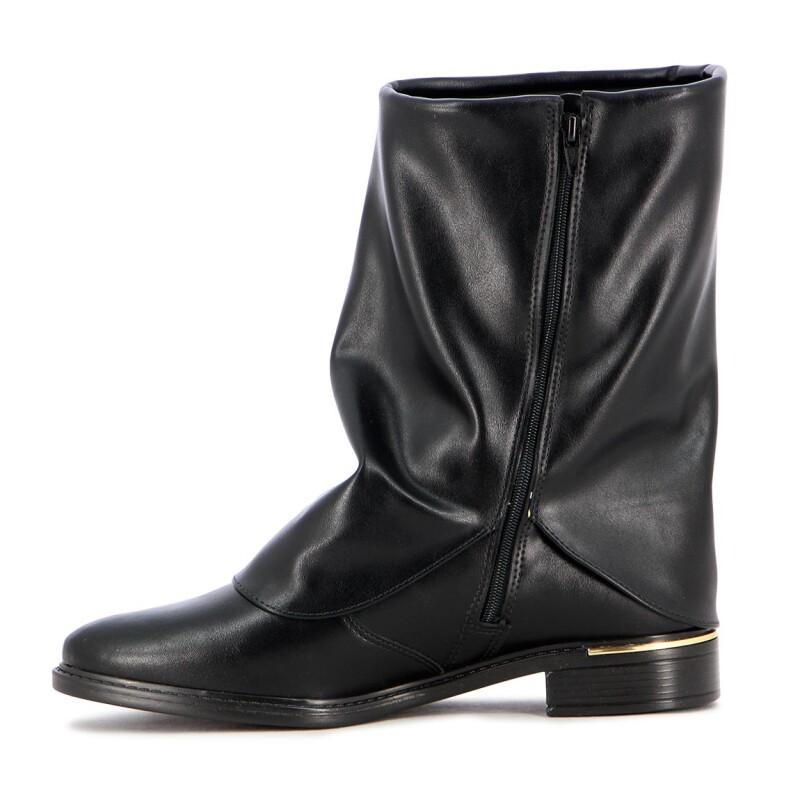 Vizzano Bota Femenina Tapada C/ebilla Y Taco Medio Negro